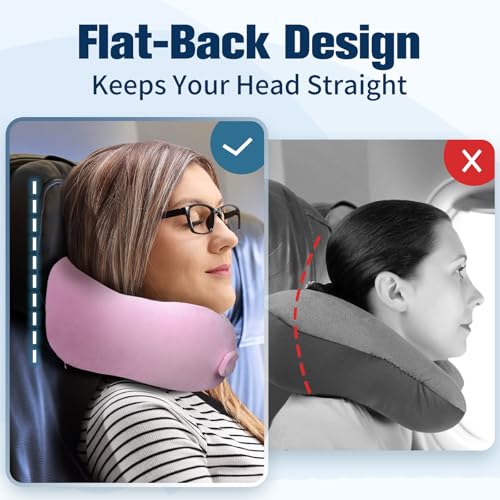 Image of Cirorld Neck Pillow for Traveling, Travel Pillows for Airplanes,100% Pure Memory Foam Travel Neck Pillow, Adjustable Flight Pillow, Portable Plane Accessories with Eye Mask, Earplugs, Carry Bag