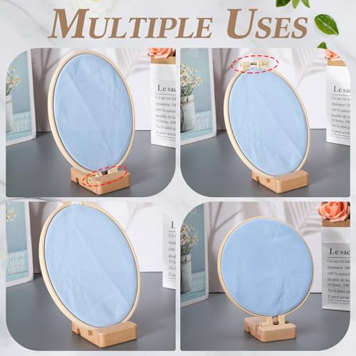 Image of Cinnvoice 10 Pcs Embroidery Hoop Display Embroidery Hoop Wooden Base Holder Embroidery Cross Stitch Stand Decor Embroidery Frames Display Stand for Embroidery Cross Stitch Hoop Accessories Decor