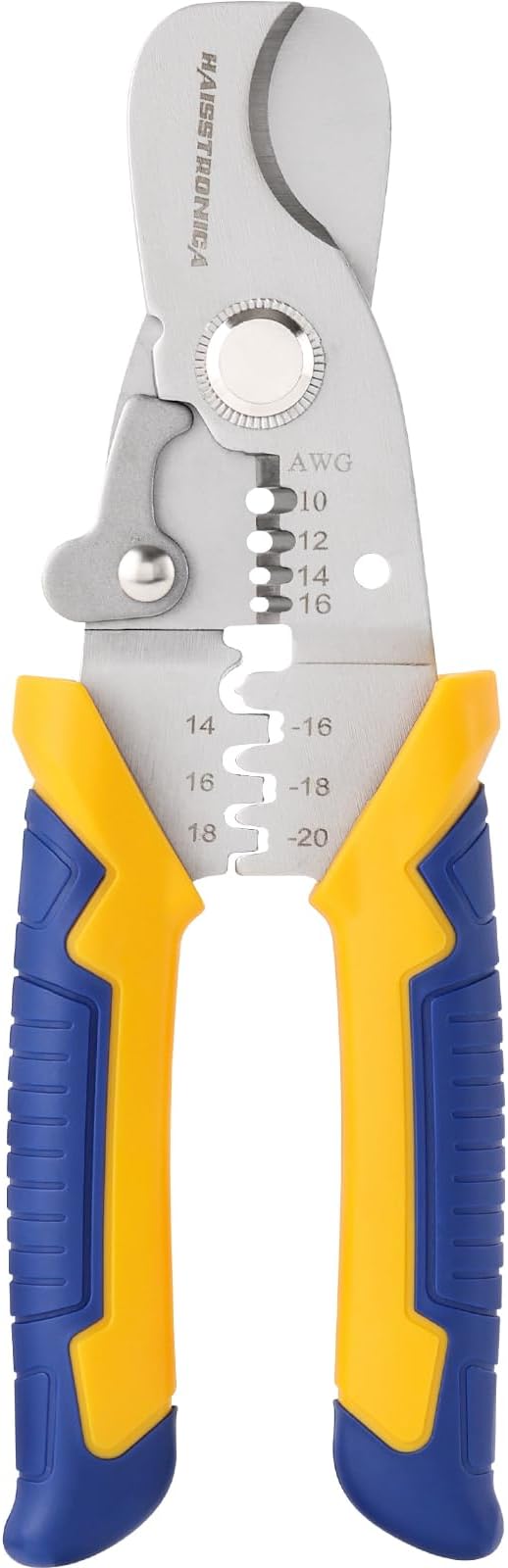 haisstronica Multi Cable Cutting Tool, 7" Stainless Steel Wire Stripper & Crimper - Ideal for Electricians, DIY Projects, and Home Wiring Tasks