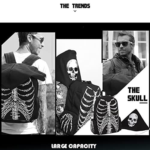 Gothic backpack trend canvas bag skull personality men and women casual backpack Halloween backpack (Backpack style one)3