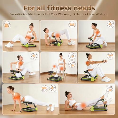 Image of Ab Machine,Sit Up Exercise Equipment& Core Machine,Adjustable Ab Trainer with 3 Resistance Levels and Removable Auxiliary Handle,perfect for home workouts and those looking to lose weight
