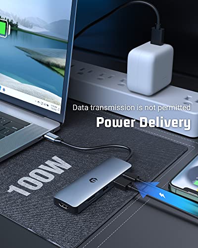 USB C Hub, HOPDAY 6 in 1 USB C Adapter for MacBook Air/Pro, Dual Display 4K HDMI Docking Station (USB A 3.0, 100w PD - Image 4
