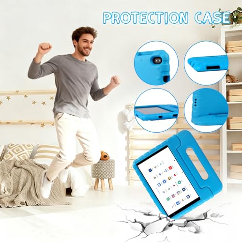 Image of Lastest Tablet 8 Inch Android Tablet with 7GB RAM + 64GB ROM + 2TB Expand, 5GWiFi, Game Guide, Bluetooth 5.0, 2MP + 5 MP Dual Camera, Long Life Battery 1280 * 800 Pixels, Tablet Protect EVA Case, Blue