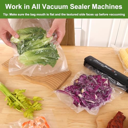 Image of [2025 Upgraded] Moretoes 100pcs Vacuum Sealer Bags, Food Saver Bags Gallon 11 inch x 16 inch, BPA Free, Pre-cut Commercial Grade Vac Bags for Food Storage, Meal Prep or Sous Vide