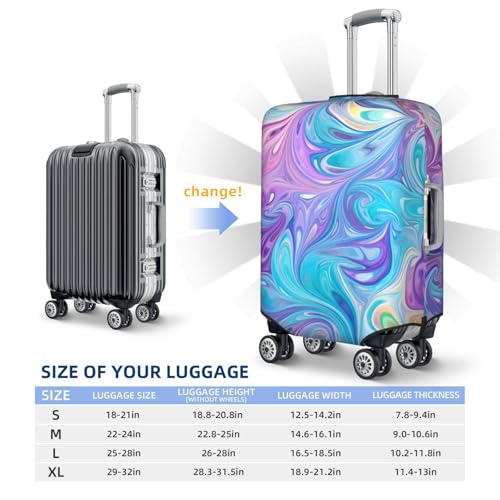 Neon Marble Luggage Cover Washable Elastic Suitcase Cover Anti-Scratch Travel Luggage Protector Covers for Kids Adult M fits 22-24 inch Suitcase4