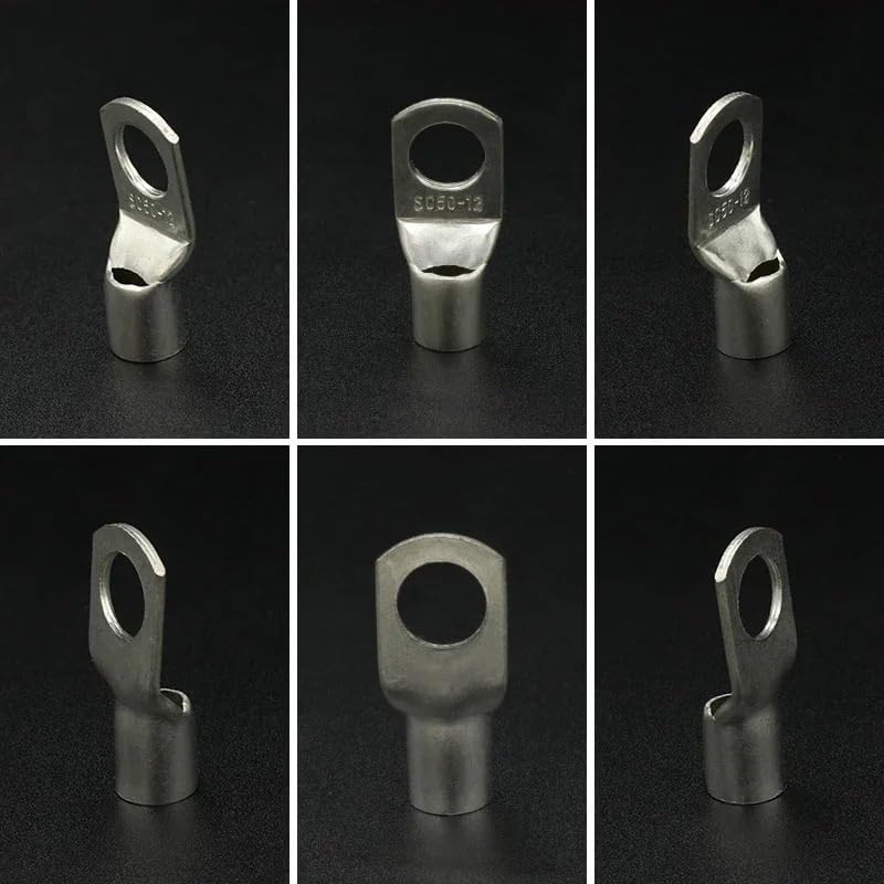 SC Type Wire Nose Terminal Bare Copper SC6 SC10 SC16 SC25 Battery Block Lugs Hole ID 6mm 8mm 10mm Crimp DTGA Cable Connector(SC16-6,150pcs)