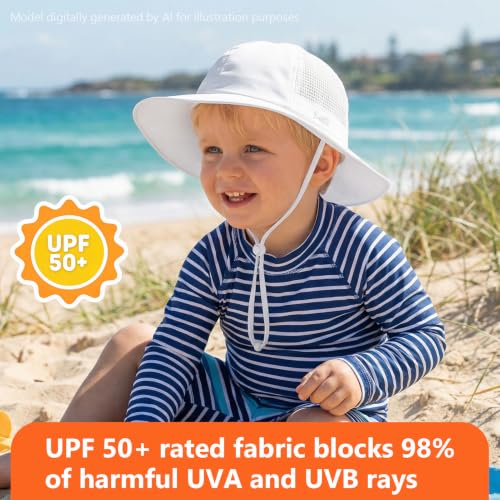 Image of BASSDASH Kids UPF 50+ Wide Brim Sun Hat for Summer Beach Outdoor