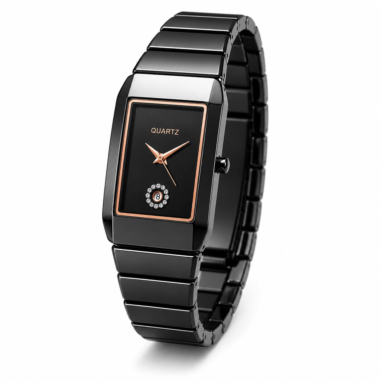 Women's Analog Watch Black Ceramic Finish Rectangle Dial Quartz Wrist Watch for Women, Bracelet Watch for Women, Ladies Watches, Luxury Watches for Women, Trendy Ladies Wrist Watch-image-18
