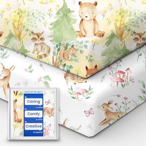 Image of TotBasic Crib Sheets Netural for Girls Boys, Premium Soft Crib Mattress Fitted Sheet, Ultra Breathable Baby Sheets, Super Stretchy Baby Bed Sheets 28x52x9 Extra Deep Pocket