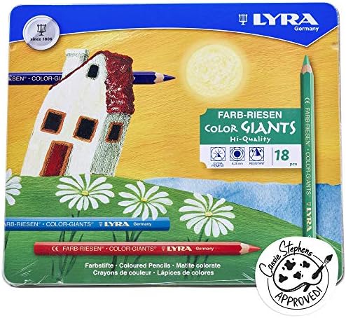 Lyra Color-Giants Assorted Colored Pencils - Set of 18 Jumbo Colored Pencils With A 6.25mm Core - Highly Pigmented Thick Colored Pencils for All Artists - Durable Pencils for Drawing Coloring and More