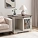GOWE Farmhouse Dog Cage Crate Furniture with Sliding Barn Door, Farmhouse Wooden Dog Kennel End Table with Flip-top Plate Dog House with Detachable Divider for Small/Medium/Large Dog White