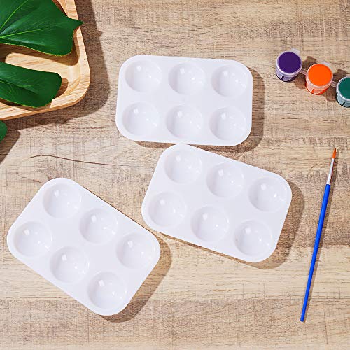 30 Pcs White Plastic Paint Palettes 6 Well Rectangular Watercolor Palette Painting Tray For Painting Party, Diy Craft And Art Painting #TOP3