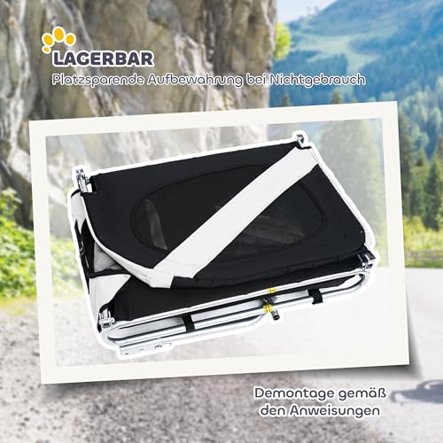 Pawhut Hundeanhänger Fahrradanhänger Hundetransporter Hunde Fahrrad Anhänger Weiß+Schwarz 130 x 73 x 90 cm