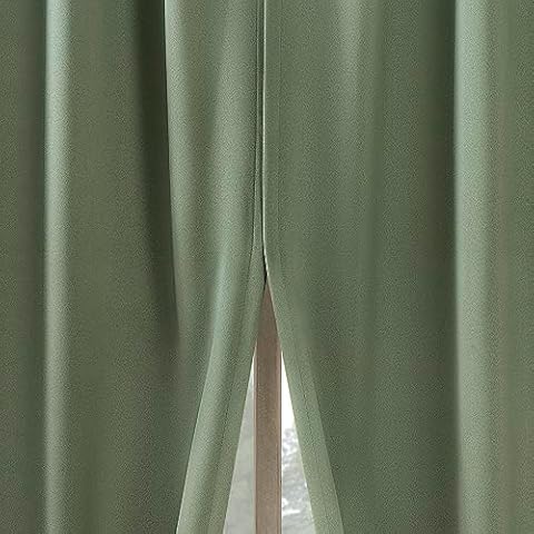Sun Zero Belize 2-Pack Magnetic Closure Pleated Look Theater Grade 100% Blackout Back Tab Curtain Panel Pair, 52" x 84", Sage Green Cover