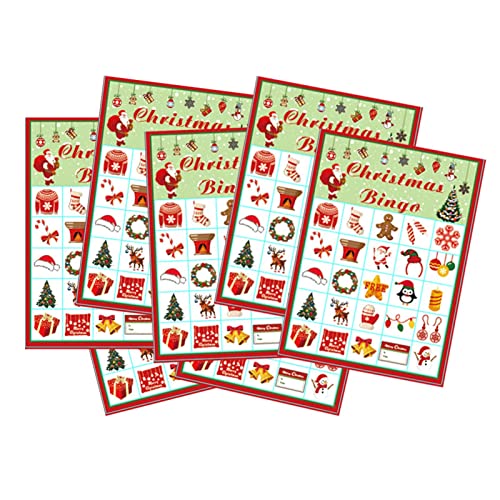 VENTDOUCE Bingo Noël pour Jeux Fête Noël en Grand Groupe pour Enfants 24 Joueu Cartes Bingo Noël pour L'école Salle Classe Famille Faveurs Fournitures Fête Noël – Image 4