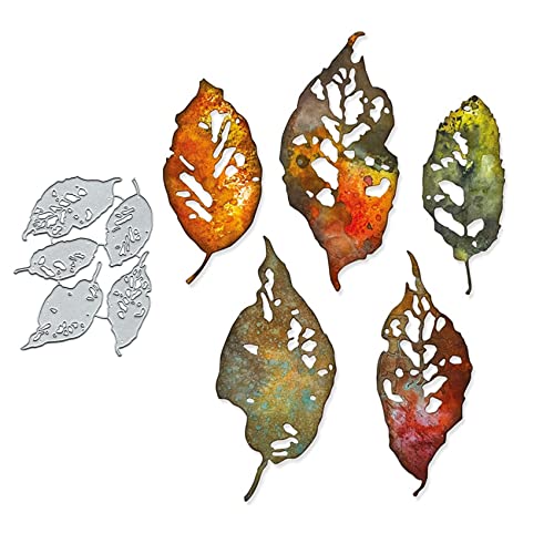 5pcs Leaf Fragment Metal Die Cuts for Card Making,Spring Leaves Flowr Card Cutting Dies Cut Stencils DIY Scrapbooking Album Decorative Embossing Paper Card Embossing Craft