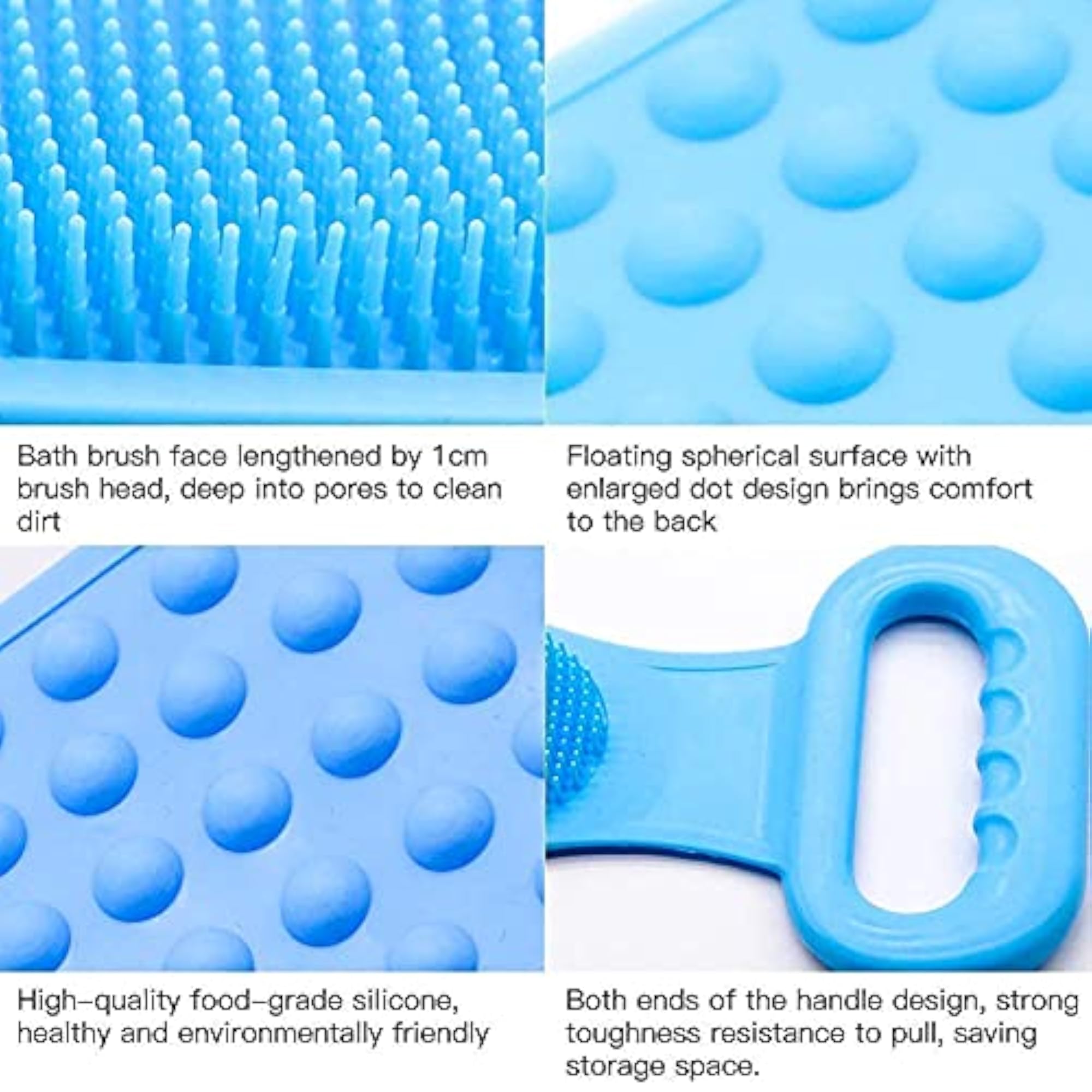 Silicone Back Scrubber Bath Brush Washer for Dead Skin Removal