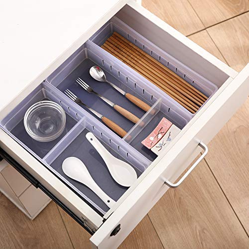 Chris.w Desk Drawer Organizer Tray With Adjustable Dividers, Multi-Drawers For Makeups, Utensil, Pens, Flatware And Junks - Set Of 4 (2 Large + 2 Small) 10.24 Inch Length #TOP5