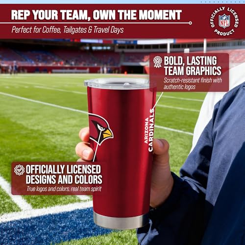 Image of Arizona Cardinals NFL 20oz Stainless Steel Insulated Tumbler, Slider Lid