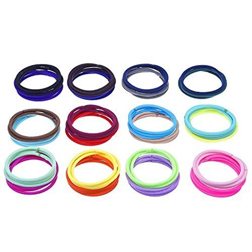 Attire Fashions 50pcs 8mm Mix Colors Girls Elastic Hair Ties Bands Rope Ponytail Holders Headband Scrunchie Hair Accessories-image-20