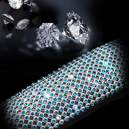 Image of CAR PASS Mint Diamond Black Leather Steering Wheel Cover, Bling Blue Crystal Rhinestones Universal Fit 14 inch1 /2-15 inch Crystal Glitter for Women Sparkle Girl Fit Suvs,Vans,Sedans,Cars,Trucks, Mint Diamond