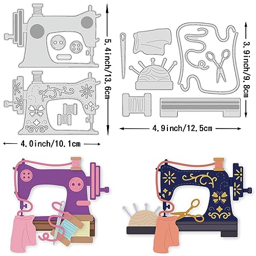 Benecreat DIY-WH0309-1267-US 2 Styles Old Sewing Machine Die Cut Metal Paper Cutting Dies Stencils thumb #1