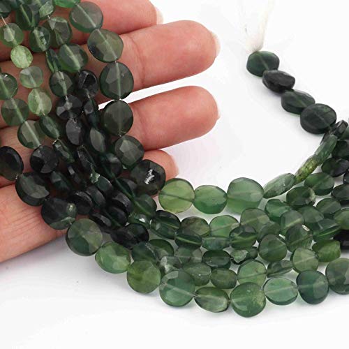 GEMZ6 inch strand of natural seraphinite coin shape faceted cut green color beads for DIY jewelry making- earring necklace bracelet.