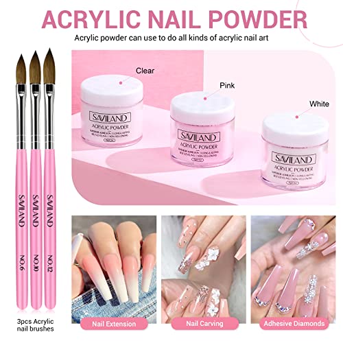 Image of SAVILAND Acrylic Nail Kit with Drill: Professional Nails Kit Acrylic Set with Everything U V Light Nail Art Brush Glitter Powder Nail Stuff for Home DIY Salon Use Christmas Gift Set