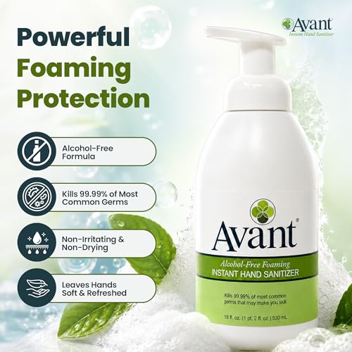 Image of Avant Alcohol Free Foaming Hand Sanitizer, 18 Oz Bottle 2 Pack, Unscented