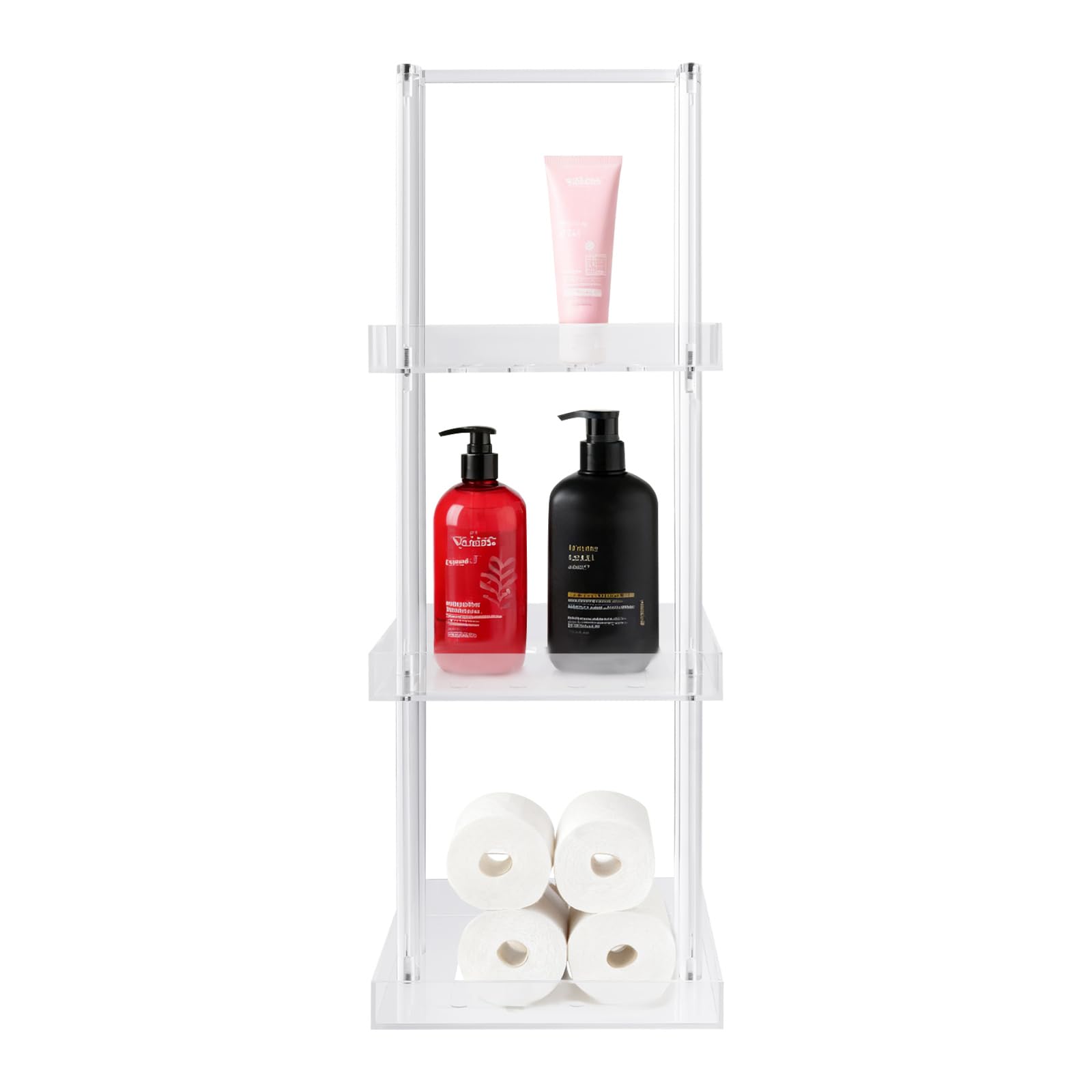 KWHXJ 3 Tier Acrylic Standing Shower Caddy 11 02x10 04x34 65 Inch Bathroom Shelves Corner Shower Caddy with