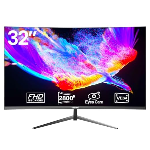 Gawfolk 32 Inch Computer Monitor, Ultra-Thin Zero Frame, Full HD 1920 x 1080p Curved Display, HDMI/VGA, Home Office Business PC Monitor