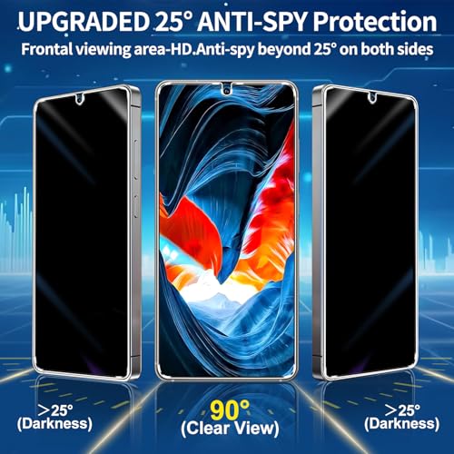 Image of 3 Pack Privacy Screen Protector for Samsung Galaxy S26 Ultra Tempered Glass + 2 Pack Camera Lens Protector, True 25Anti Spy, Military Grade Shatterproof, 9H+ Hardness, Auto Alignment Frame 6.9 inch