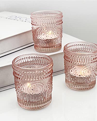 Wdhodec Pink Candle Holders, Glass Votive Candle Holder, Tea Lights Holder For Valentine's Day Wedding Table Birthday Party Decoration, Set Of 24 #TOP7