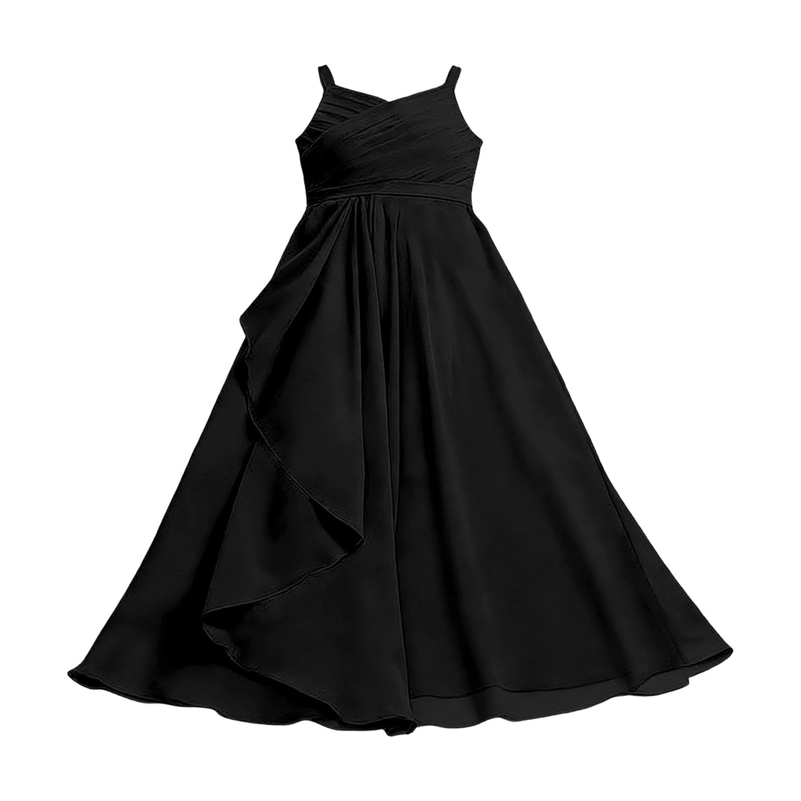 MaNMaNing Abito Linea Damigella Giovane Chiffon fluente Maxi Matrimonio Festa sfilata Elegante Vestito Lungo Bambina