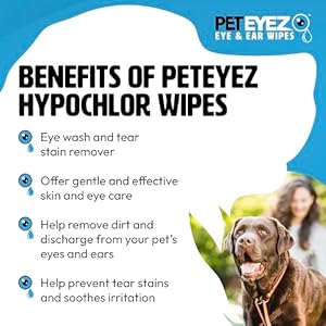 Ear  eye wipes  solution for dogs  cats  veterinarian formulated facial cleanser wipes  protects  soothes the skin  tear stain remover wipes for dogs  60 wipes + 150ml   cucciolini doodles