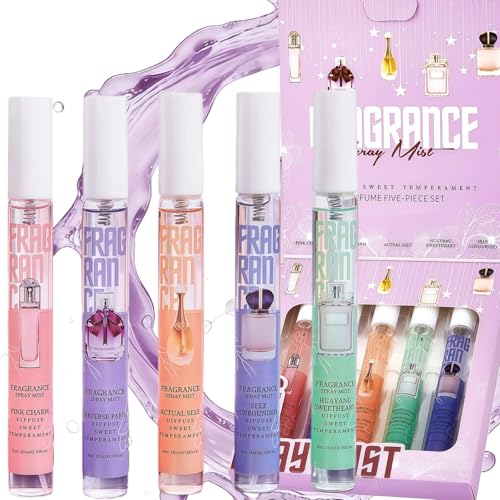 Premium Womens Perfume Gift Set 5PCS Long Lasting Eau De Parfum Sweet Floral & Fruity Scent Travel Portable for Her Mum Birthday Gifts Elegant Fragrance