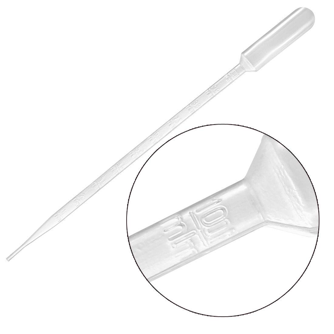 XYWHPGV 100 szt. Plastikowe jednorazowe pipety 10 ml, przezroczyste pipety Pasteura z podziałką, długość 295 mm, płynny zakraplacz do olejków eterycznych do uszu i oczu Alkohol Farba do makijażu Lab(5
