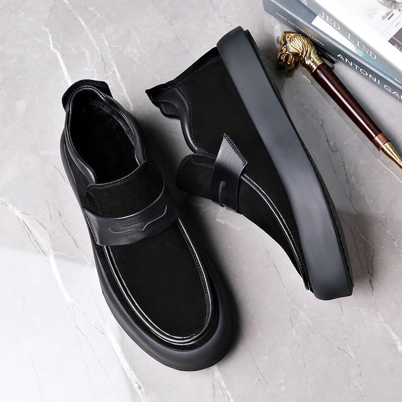 Party Loafers for Men's Pu Leather Uniform Solid Color Block Heel Shoe for Casual Wedding Party Prom Slip-on3