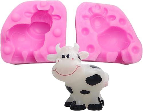 Molde de silicona para velas de jabón de ternera de vaca de tamaño pequeño, fondant, chocolate, caramelo, pastel, polimérico, arcilla, molde de