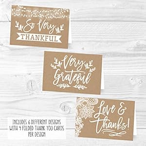 Hadley Designs 24 Rustic Kraft Thank You Cards, Envelopes, Great Note For Adult Funeral Sympathy, Gift Gratitude Supplies-Birthday, Baby or Country Vintage Bridal Wedding Shower For Boy or Girl Hadley Designs 24 Rustic Kraft Thank You Cards Envelopes Great Note For Adult Funeral Sympathy Gift Gratitude Supplies Birthday Baby or Country Vintage Bridal Wedding Shower For Boy or Girl