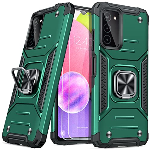 JAME Designed for Samsung Galaxy A03s Case, Samsung A03s Case with Screen Protector [2 Pack], Slim Fit Ring Magnetic Car Kickstand Shockproof Armor Phone Cover for Samsung Galaxy A03s-Green
