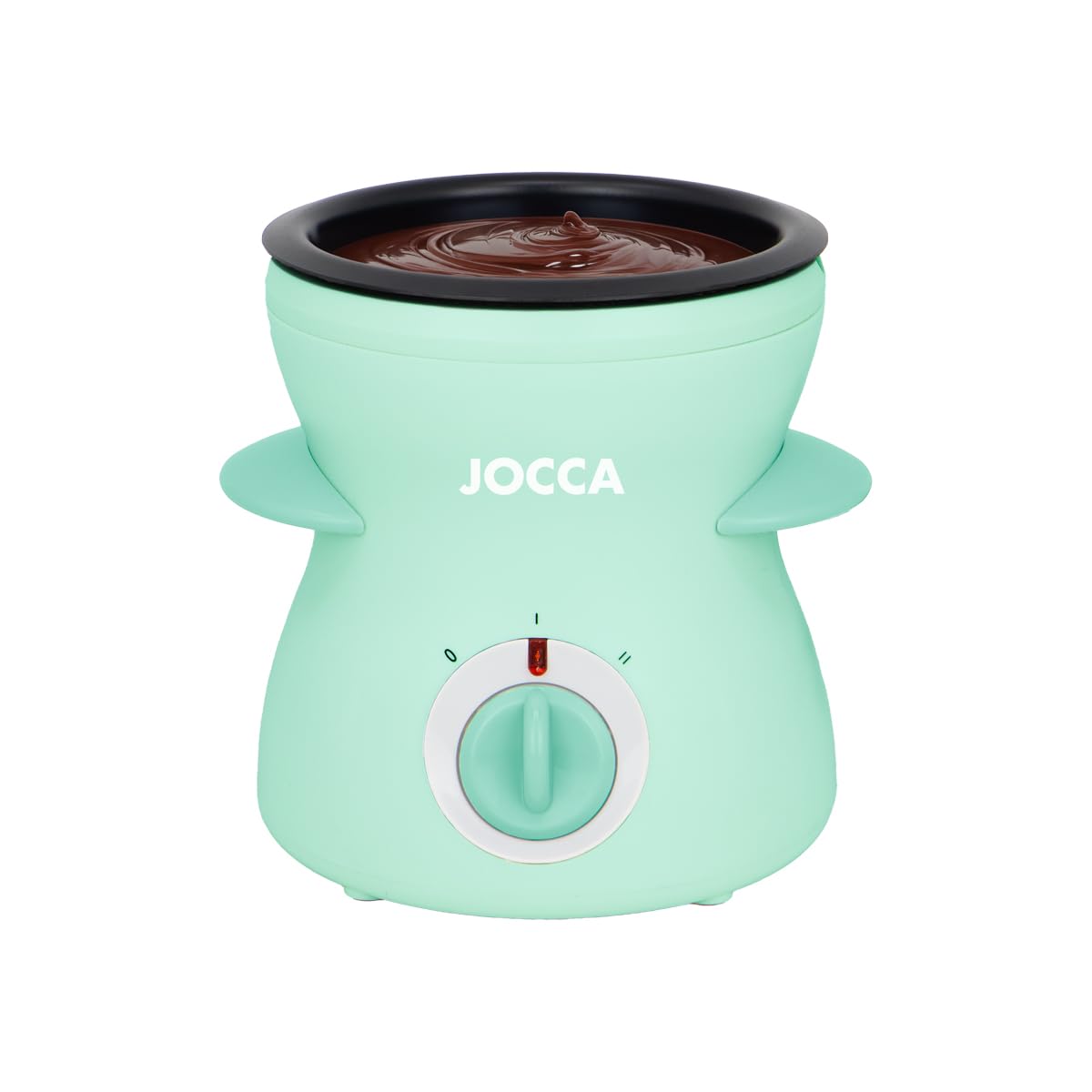 Jocca - Mini fondue eléctrica 350 ml | 2 niveles de temperatura | Recipiente antiadherente extraíble | 4 tenedores incluidos | Color turquesa | Diseño compacto Línea Sweet