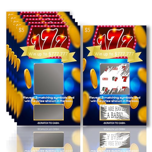 Image of 10 Lucky Pregnancy Announcement Scratch Off Cards, 4x6 Creative Fake Lottery Tickets for Pregnancy Reveal Ideas for Grandparents Future Dad Friends