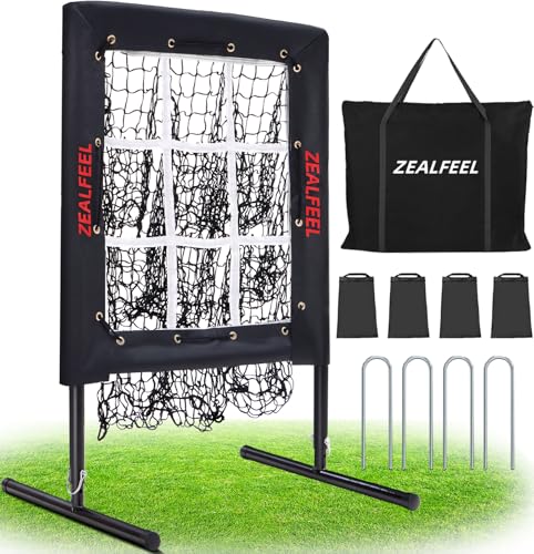 ZEALFEEL Baseball Pitching Net, 9 Hole Pitching Target Net with Strike Zone, 5 Height Adjustable...