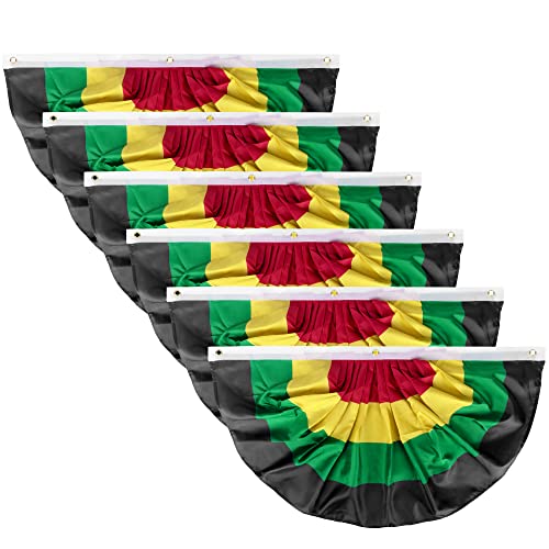 6Pcs Juneteenth Bunting Fan Flag-3 x1.5 Ft June 19th Pleated Bunting Banner- Africa America Half Fan Banner Decoration for Freedom Memorial Day Black History Month