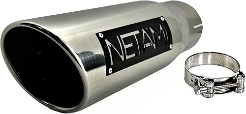 NETAMI Punta de escape de 2.5" a 4" Abrazadera de pulido de cromo con borde enrollado de acero inoxidable disponible en Yaxa Mexico
