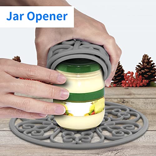Image of CHEFBEE 3PCS Heat Resistant Silicone Trivet Mats for Hot Dishes, Gray | Flexible, Non-Slip, Modern Kitchen Trivets Protects Table & Countertop, For Teapots Pans Bowls, Daily Kitchen Use