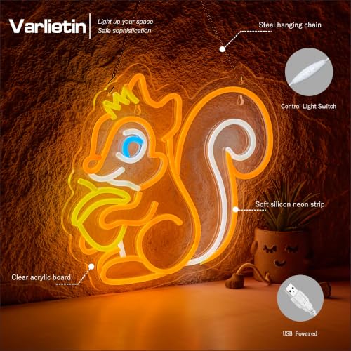 Image of Squirrel Neon Sign for Wall Decor,LED Dimmable Signs Gifts for Kidsroom Men Cave Game Room Decor, Birthday Party Decoration Gift
