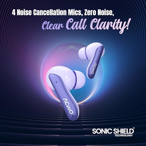 Image of ACwO Dwots 111 in Ear Wireless Earbuds|Up to 75Hrs Battery Life|10Mm Spatial Drivers|Noise-Free Calls with 4 Noise Cancellation Mics|Bluetooth V5.4|Dedicated Cinematic & Bass Mode (Irish Purple)