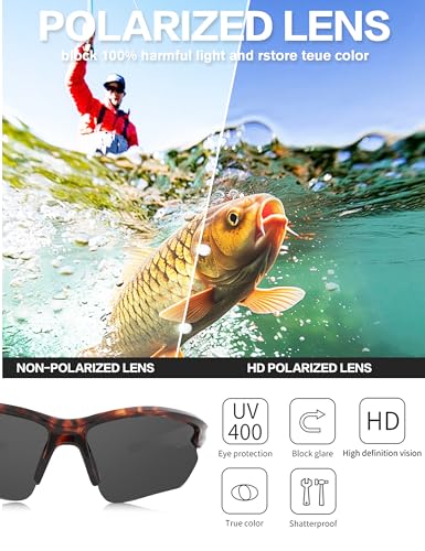 Image of BIRCEN Polarized Mens Sunglasses for Driving: TR90 UV Protection Sunglasses Lightweight Sport Shades for Fishing Golf Trip